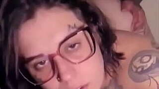 Geek young lady in spectacles fucking in doggy style