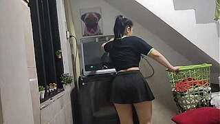 My Step-cousin Arrives During the time that I'_m Doing the Laundry, This chab Records Me and FuckI was washing my raiment and my kinky step-cousin stalks me and I must fuck him so This chab feel up to lend me the washing machine.