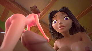 3DGSPOT - Small Meets Giant! Breasty Futanari Honey Tasks Small Brunette hair - Formal TRAILER