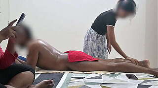 Lucky ending caught in Hidden webcam with 2 young ladies in massage spa