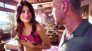Lewd stepdaughter filming herself with a vibrator for her fans receives caught by her stepdad - unconstrained porn