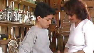 Bushy Older Cougar Receives Team-fucked and Facialized by the Juvenile Grower and Papy