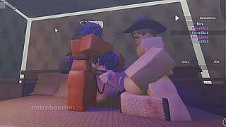 ROBLOX: Horny femboy receives come across screwed and gang group-fucked by 2 ambitious dongs