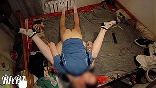 Red-haired virgin in socks reaches agonorgasmos in missionary locality with her legs up